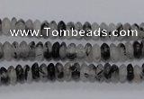 CRU64 15.5 inches 3*6mm rondelle black rutilated quartz beads