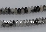 CRU65 15.5 inches 4*8mm rondelle black rutilated quartz beads