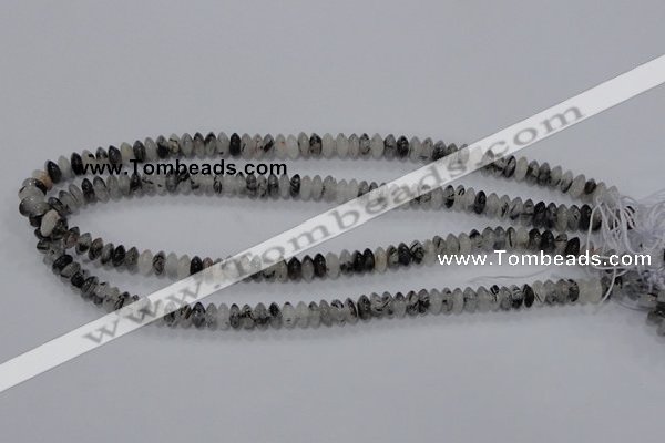 CRU65 15.5 inches 4*8mm rondelle black rutilated quartz beads