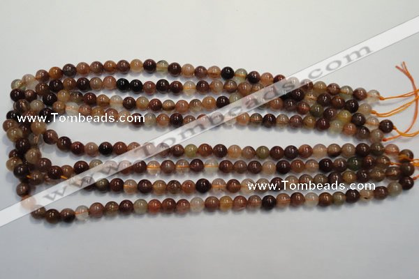 CRU652 15.5 inches 7mm round Multicolor rutilated quartz beads