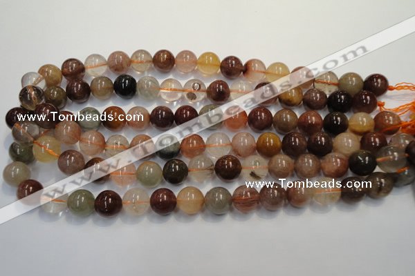 CRU655 15.5 inches 12mm round Multicolor rutilated quartz beads