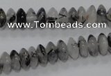 CRU66 15.5 inches 5*10mm rondelle black rutilated quartz beads