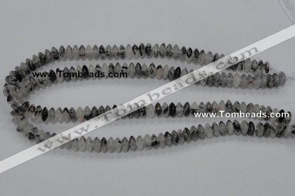 CRU66 15.5 inches 5*10mm rondelle black rutilated quartz beads
