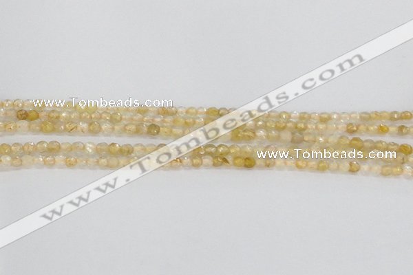 CRU665 15.5 inches 3mm faceted round golden rutilated quartz beads