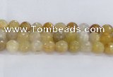 CRU671 15.5 inches 14mm faceted round golden rutilated quartz beads