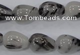 CRU70 15.5 inches 13*18mm teardrop black rutilated quartz beads