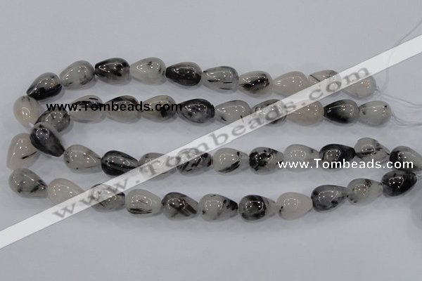 CRU70 15.5 inches 13*18mm teardrop black rutilated quartz beads