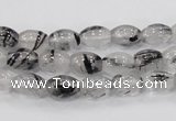 CRU71 15.5 inches 8*10mm rice black rutilated quartz beads wholesale