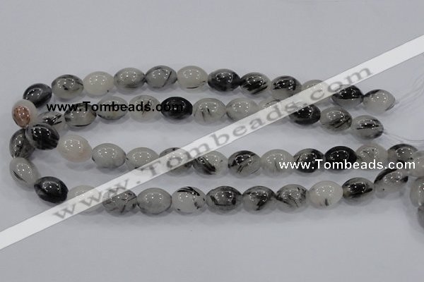 CRU72 15.5 inches 12*16mm rice black rutilated quartz beads wholesale