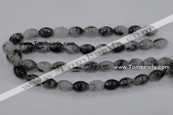 CRU73 15.5 inches 13*18mm rice black rutilated quartz beads wholesale