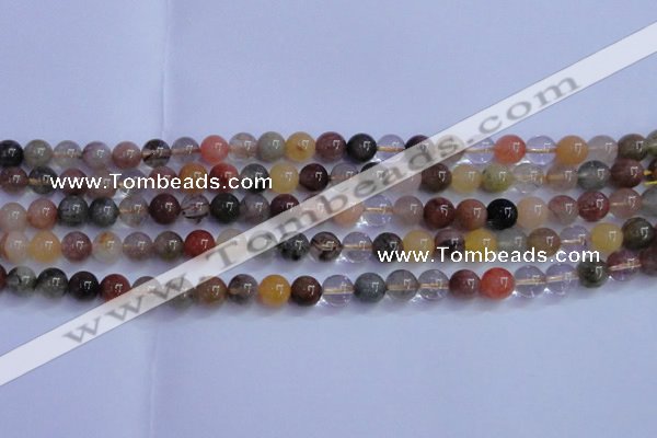 CRU750 15.5 inches 4mm round Multicolor rutilated quartz beads