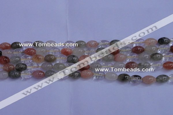 CRU760 15.5 inches 8*10mm rice Multicolor rutilated quartz beads