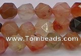 CRU767 15.5 inches 8mm faceted nuggets mixed rutilated quartz beads