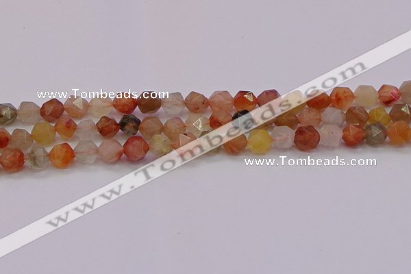 CRU767 15.5 inches 8mm faceted nuggets mixed rutilated quartz beads