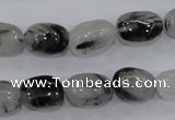 CRU77 15.5 inches 10*14mm nugget black rutilated quartz beads