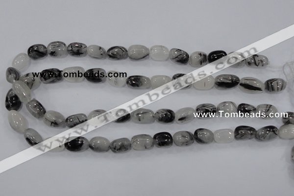 CRU77 15.5 inches 10*14mm nugget black rutilated quartz beads