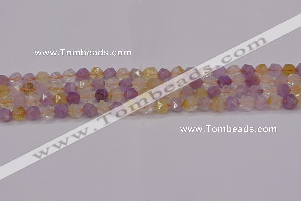 CRU771 15.5 inches 6mm faceted nuggets lavender amethyst & citrine beads