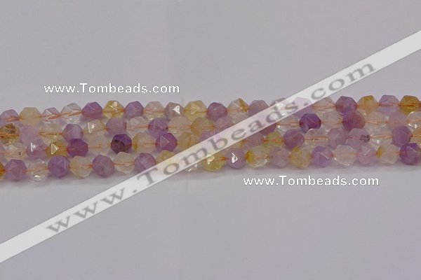 CRU772 15.5 inches 8mm faceted nuggets lavender amethyst & citrine beads