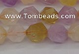 CRU774 15.5 inches 12mm faceted nuggets lavender amethyst & citrine beads