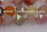 CRU777 15.5 inches 8mm faceted nuggets mixed rutilated quartz beads