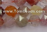 CRU778 15.5 inches 10mm faceted nuggets mixed rutilated quartz beads