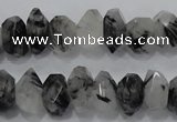 CRU78 15.5 inches 8*14mm faceted nugget black rutilated quartz beads