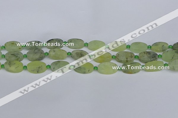 CRU781 15.5 inches 10*16mm oval green rutilated quartz beads