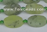 CRU782 15.5 inches 11*18mm oval green rutilated quartz beads