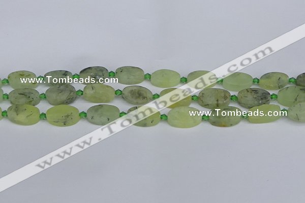 CRU782 15.5 inches 11*18mm oval green rutilated quartz beads