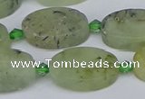 CRU783 15.5 inches 13*20mm oval green rutilated quartz beads