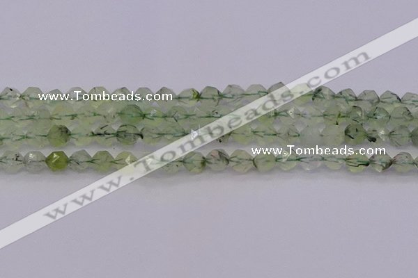 CRU791 15.5 inches 6mm faceted nuggets green rutilated quartz beads