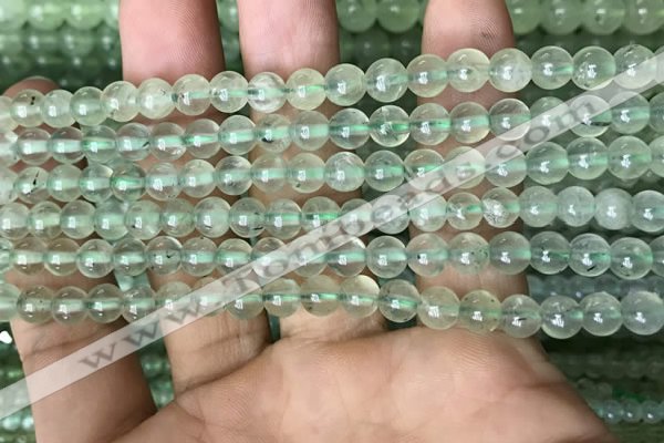 CRU811 15.5 inches 6mm round green rutilated quartz beads