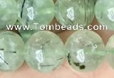 CRU814 15.5 inches 12mm round green rutilated quartz beads