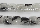 CRU84 15.5 inches 10*10mm square black rutilated quartz beads