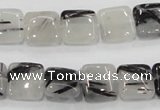 CRU85 15.5 inches 12*12mm square black rutilated quartz beads