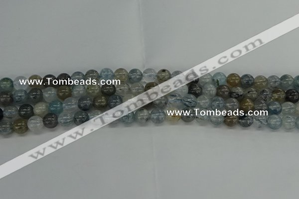 CRU852 15.5 inches 8mm round blue rutilated quartz beads