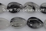 CRU87 15.5 inches 15*20mm flat teardrop black rutilated quartz beads