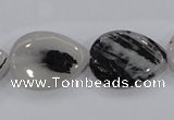 CRU88 15.5 inches 18*25mm flat teardrop black rutilated quartz beads