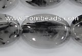 CRU89 15.5 inches 22*30mm oval black rutilated quartz beads wholesale