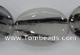 CRU90 15.5 inches 25*35mm oval black rutilated quartz beads wholesale