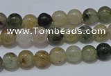 CRU900 15.5 inches 4mm round green rutilated quartz beads wholesale