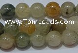 CRU902 15.5 inches 8mm round green rutilated quartz beads wholesale