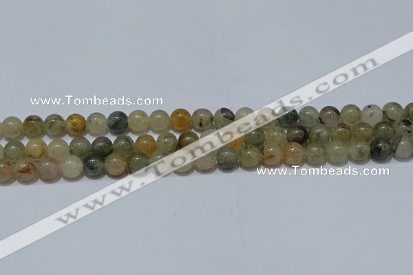 CRU902 15.5 inches 8mm round green rutilated quartz beads wholesale