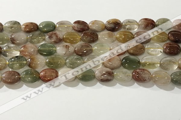 CRU920 15.5 inches 9*12mm oval mixed rutilated quartz beads wholesale
