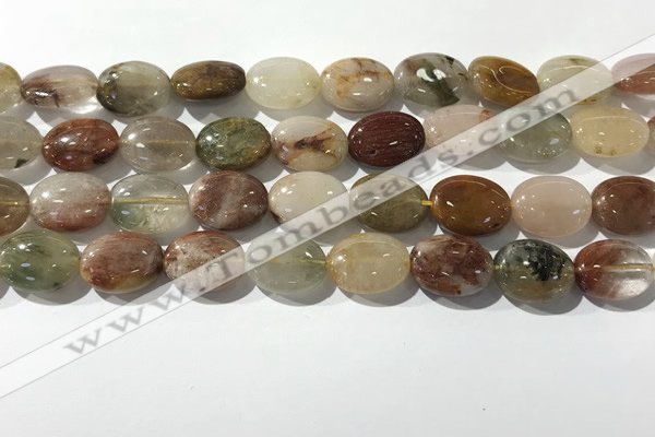 CRU921 15.5 inches 10*14mm oval mixed rutilated quartz beads wholesale