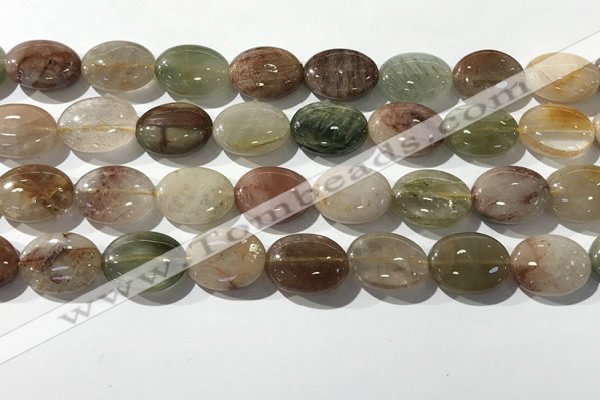 CRU923 15.5 inches 13*18mm oval mixed rutilated quartz beads wholesale