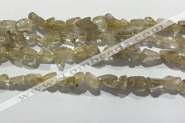 CRU929 15.5 inches 6*8mm - 10*12mm chips golden rutilated quartz beads