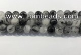 CRU932 15.5 inches 14mm round black rutilated quartz beads wholesale
