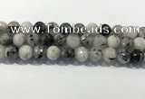 CRU935 15.5 inches 13mm faceted round black rutilated quartz beads