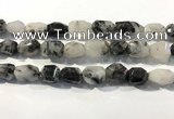 CRU940 12*18mm - 18*25mm faceted nuggets black rutilated quartz beads